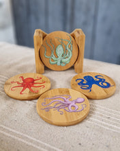 Load image into Gallery viewer, Octopus Bamboo Coasters