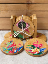 Load image into Gallery viewer, Flamingo Bamboo Coasters
